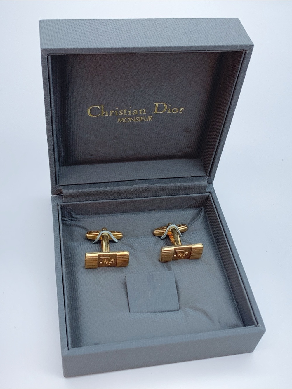 Vintage Christian Dior Gold Rectangular Men's Cufflinks